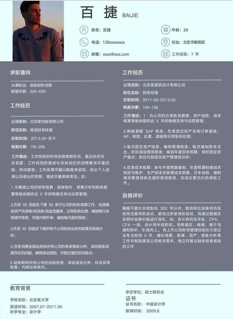 苹果手机简历word版免费个人简历表格空白word可编辑